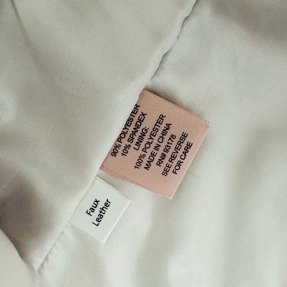 Philosophy Cream Faux Leather Suede Moto Jacket Asymmetrical Zipper Belt Size L - Picture 12 of 13